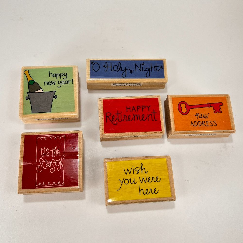Hampton Art Mounted Rubber Stamp Studio G Christmas Holidays Mixed Lot of 6